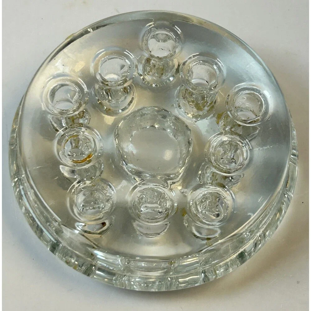 Vintage 1960s Viking Glass Flowerlite Vase Ruby Footed Rose Bowl Flower Frog